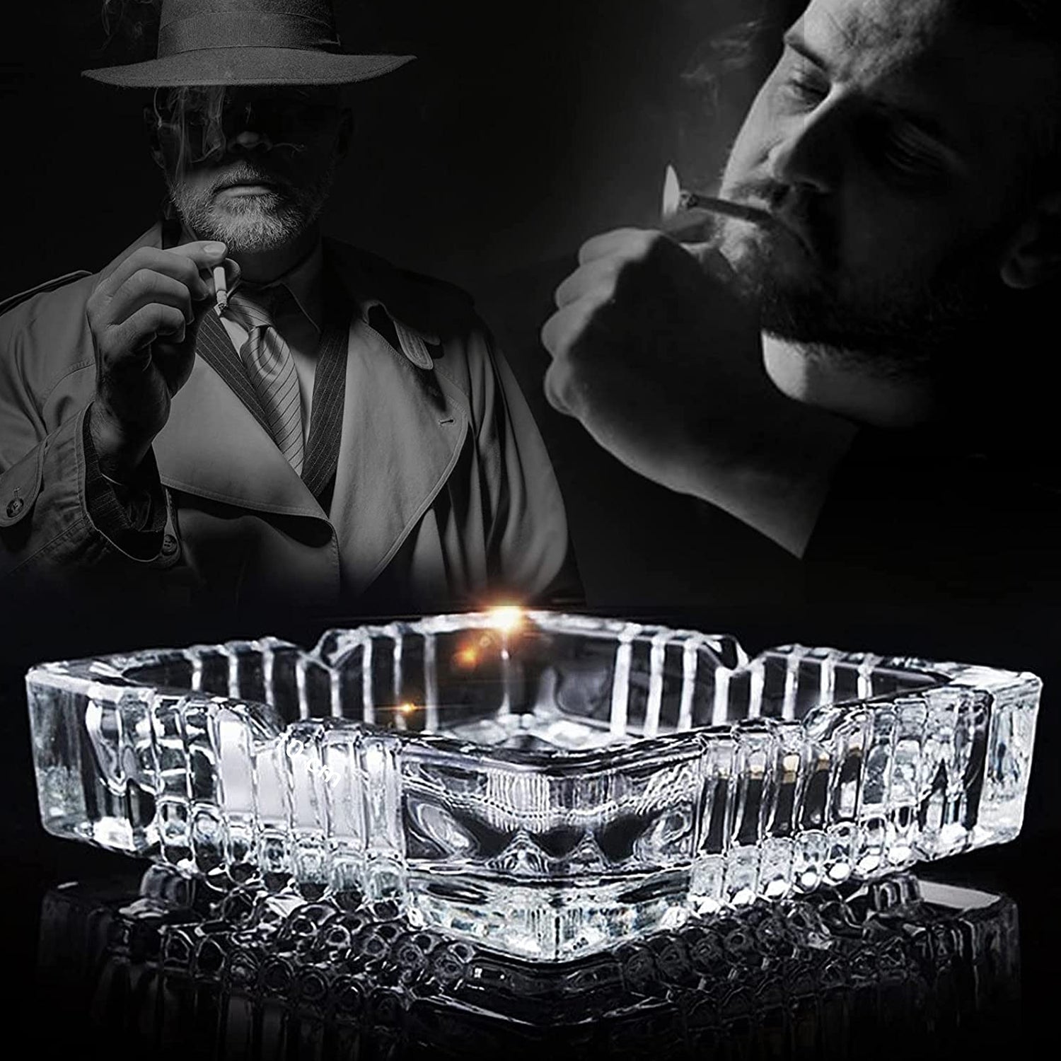 4062 Square Glass Misti Crystal Quality Cigar Cigarette Ashtray Round Tabletop for Home Office Indoor Outdoor Home Decor DeoDap 4062 Square Glass Misti Crystal Quality Cigar Cigarette Ashtray Round Tabletop for Home Office Indoor Outdoor Home Decor DeoDap